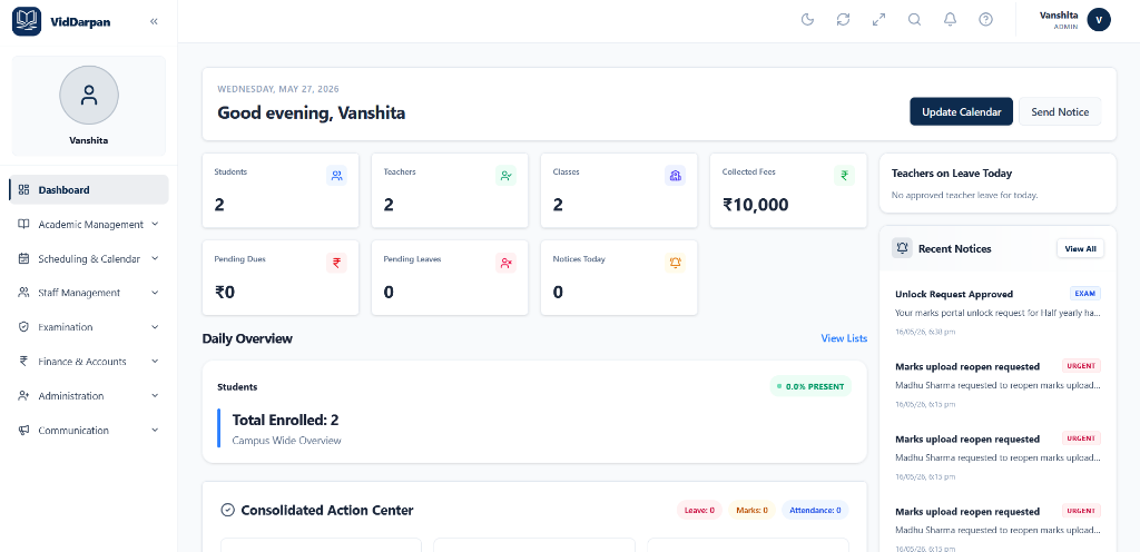 VidDarpan Admin Dashboard